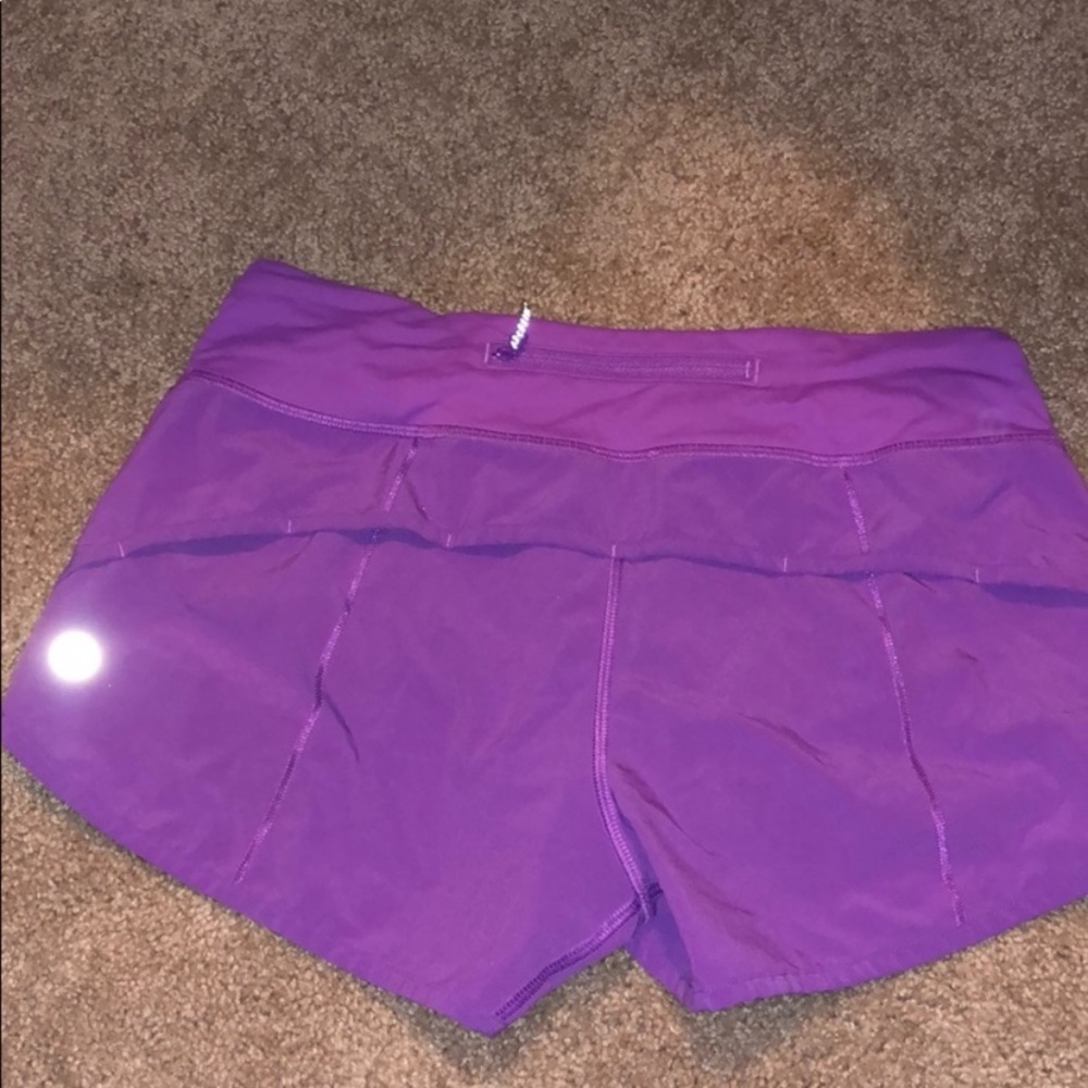 Size 4 purple lulu lemon speed up shorts